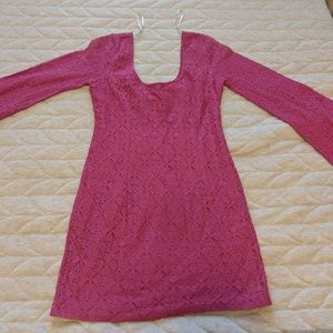 Bell Sleeved Pink Mini Dress